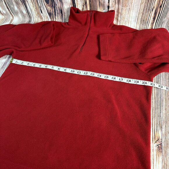 Eddie Bauer Mens Size Medium Red 1/4 Zip Fleece Sweatshirt Lightweight Jacket - Picture 3 of 8